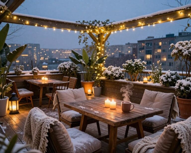 terras in de winter